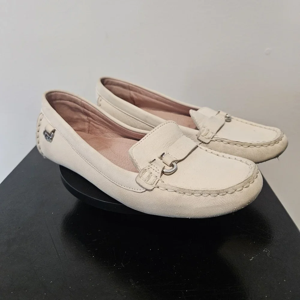 UGG WOMEN'S CALLEN LOAFERS FLATS IN JASMINE SOFT WHITE LEATHER SIZE 8